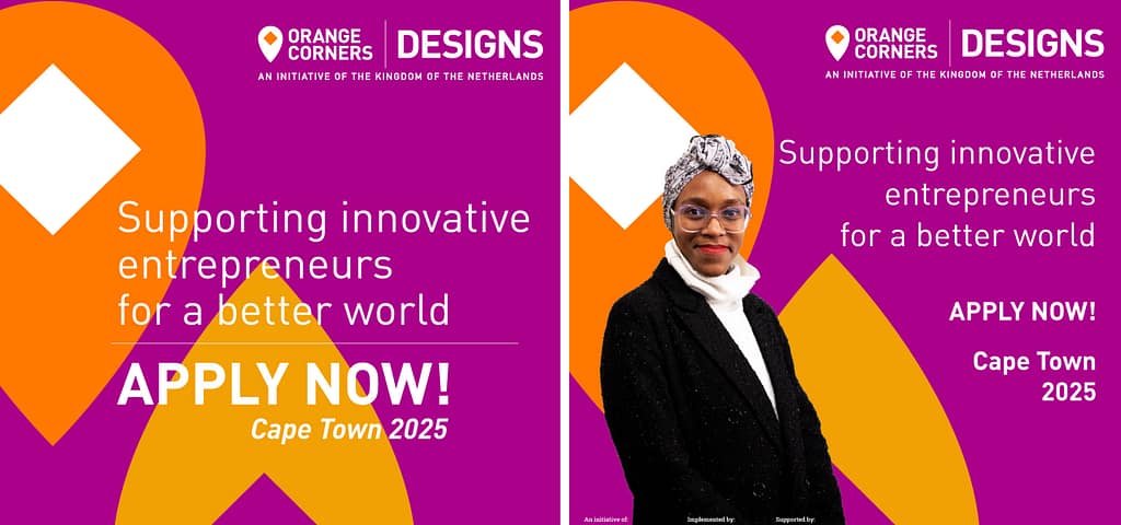 Posters of the Orange Corners’ Designs scale-up programme led by the Craft + Design Institute.