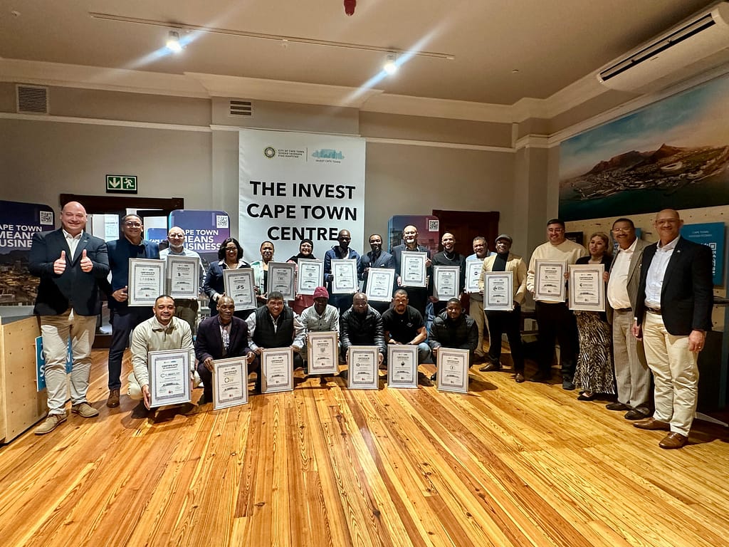 Alderman James Vos, Mayoral Committee Member for Economic Growth, with the graduates from the Impact Supplier Development Programme