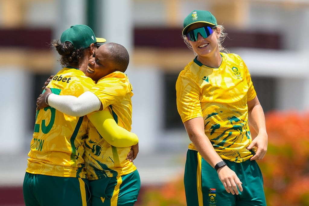 Proteas Women celebrate a wicket during a match against the West Indies Women