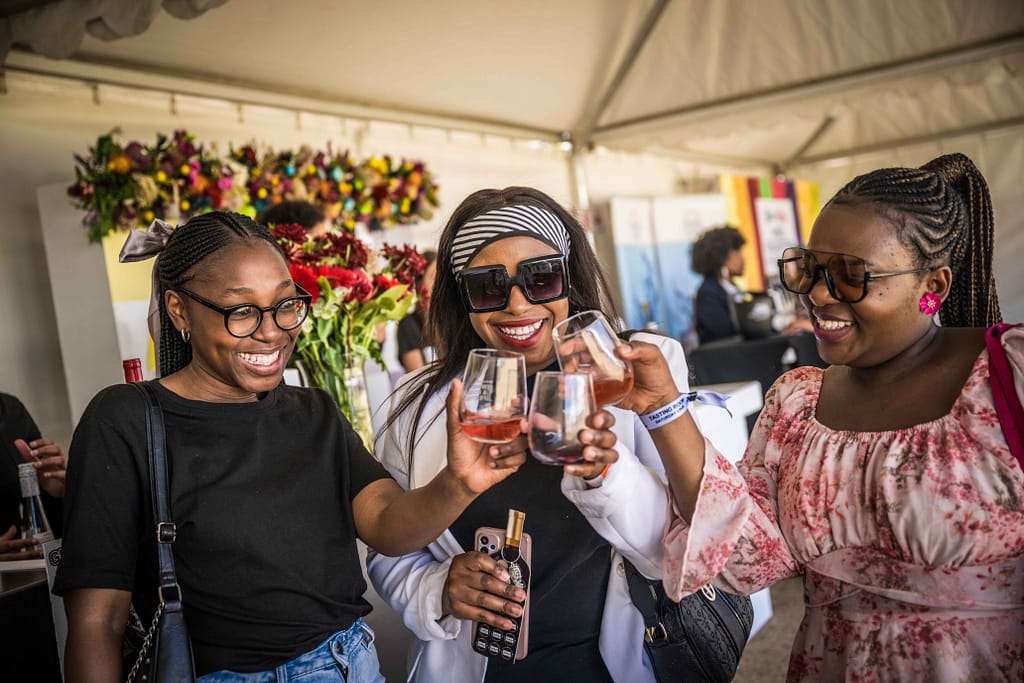 PnP Wine & Food Festival ladies cheers their wine glasses