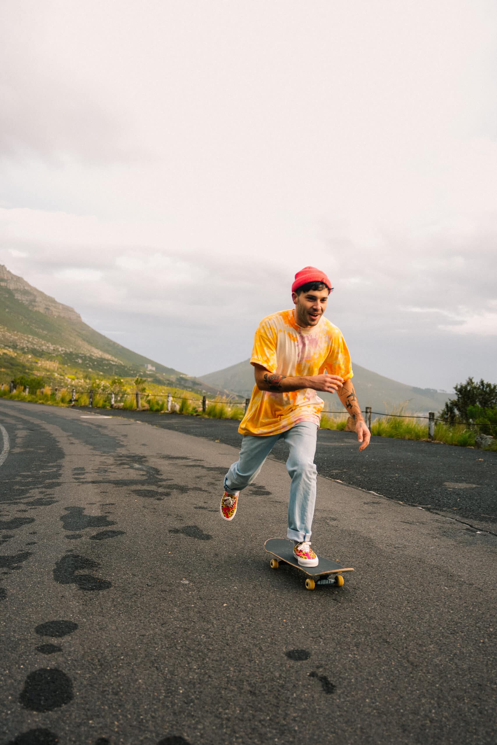 Matthew Mole skating with Cape Town backdrop
