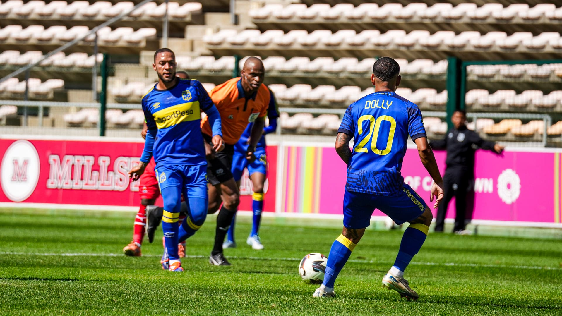 Cape Town City FC players during a game at Athlone Stadium
