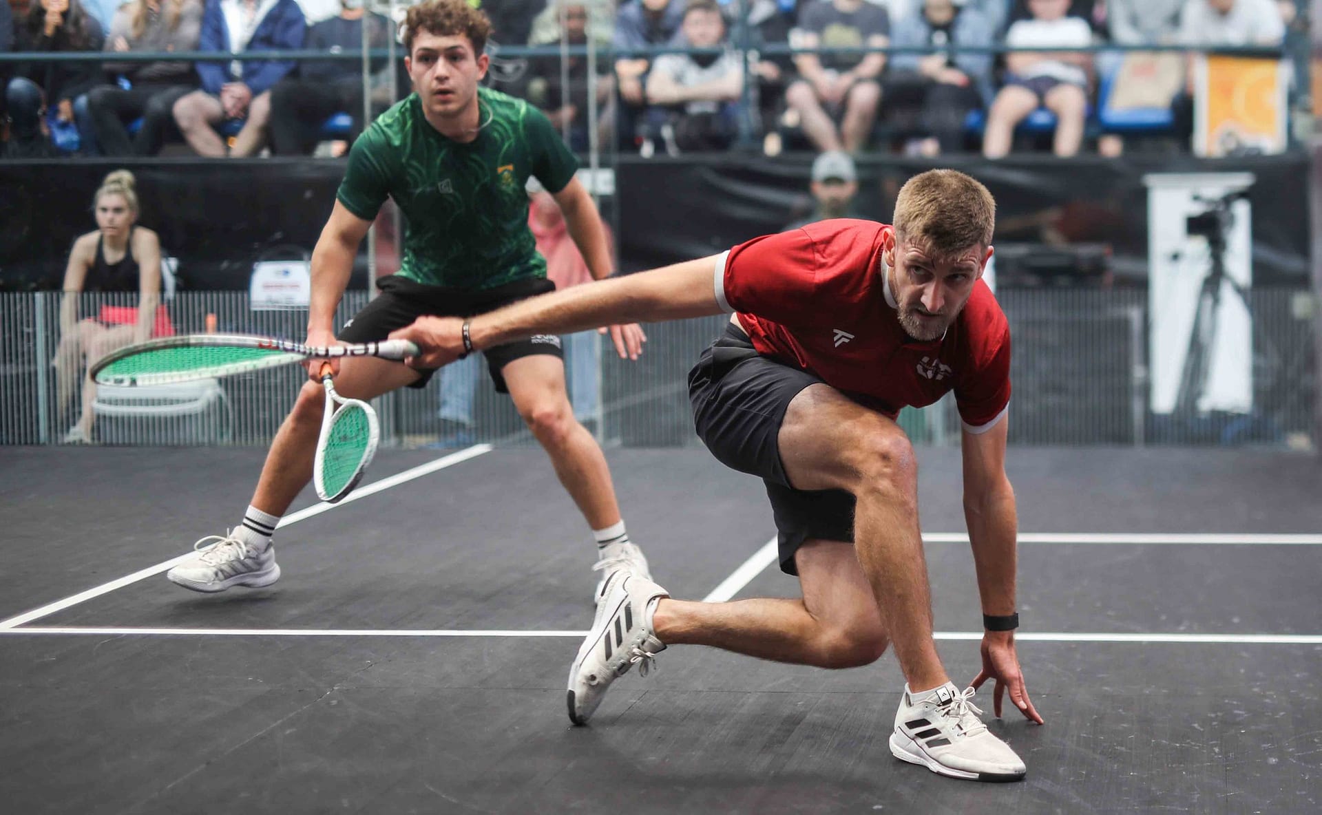 Dewald Van Niekerk in action at the Growthpoint SA Squash Nationals in August 2024