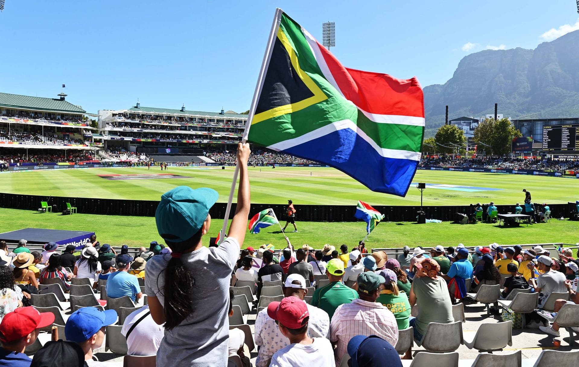Girl waving SA flag