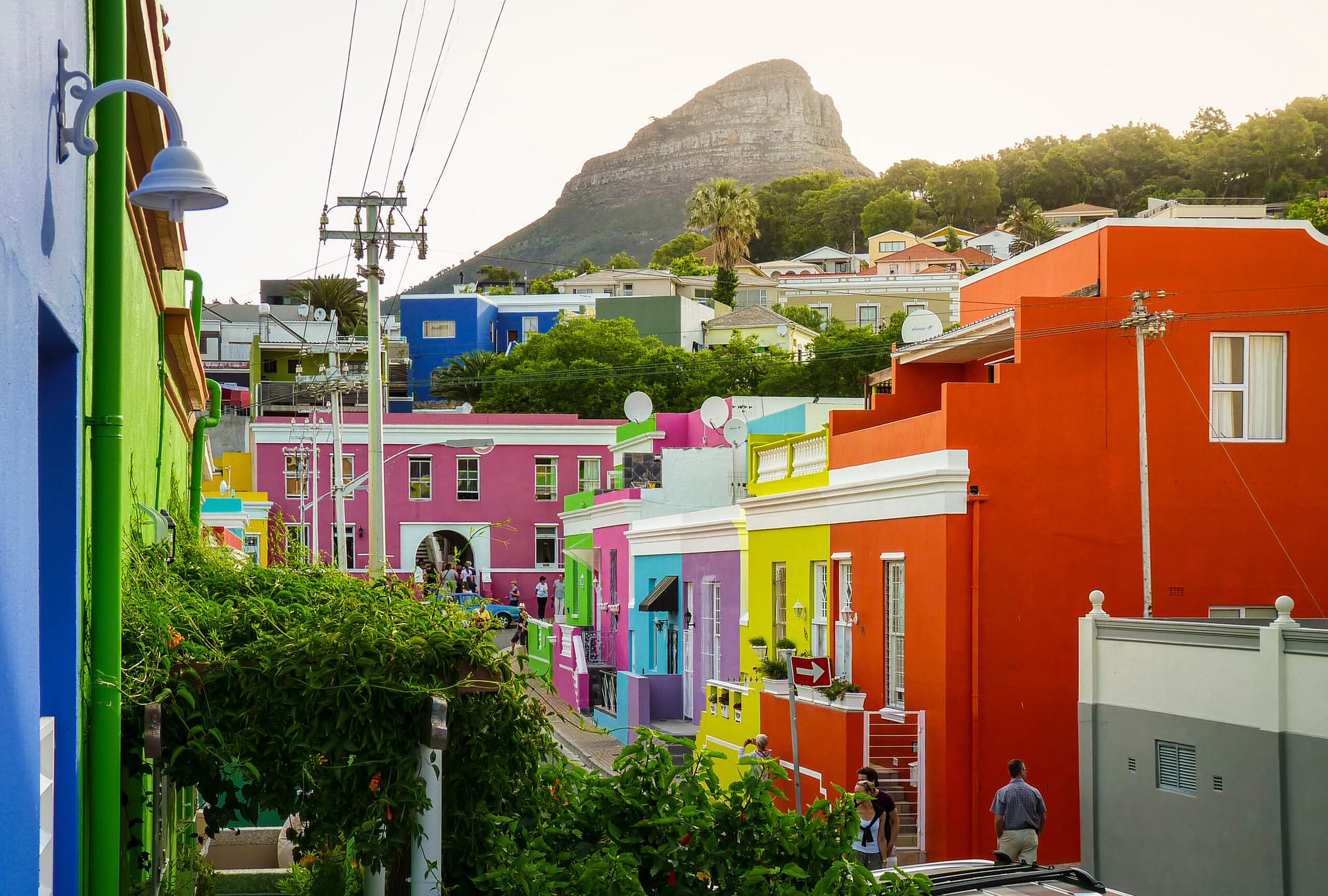 Colourful buildings in Bo-Kaap district in Cape Town, South Afri