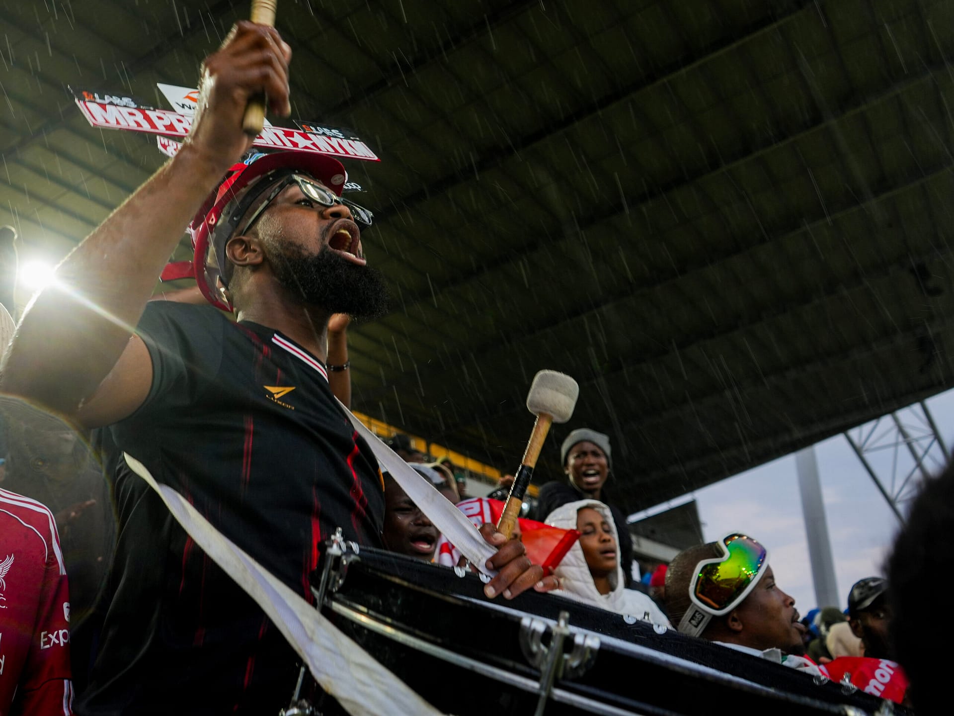 Hope FC fans vibing in the stands at Athlone Stadium. Hope FC hosts Orbit College