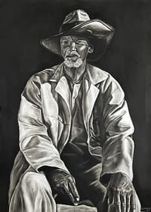 A painting by Yamkela Mandlevu exhibiting at the Cape Town Art Fair